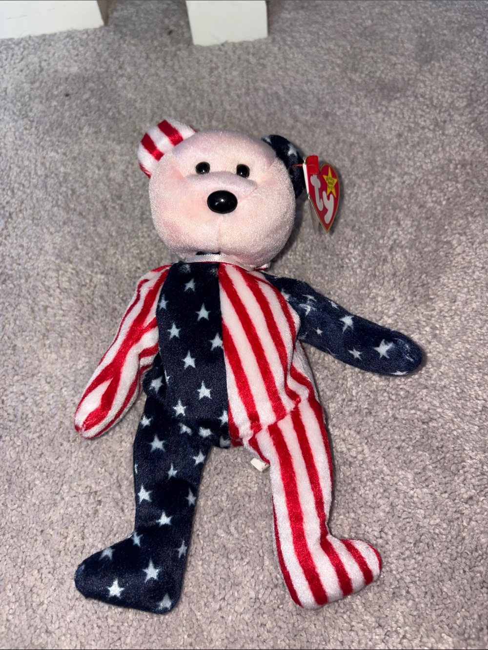 Ty Red White Blue Stars & Stripes Plush Bear beanie baby